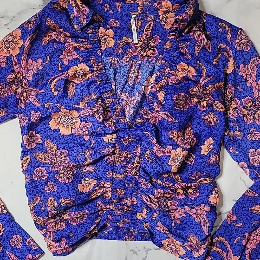 Free People I Got You Floral Print Ruched Top